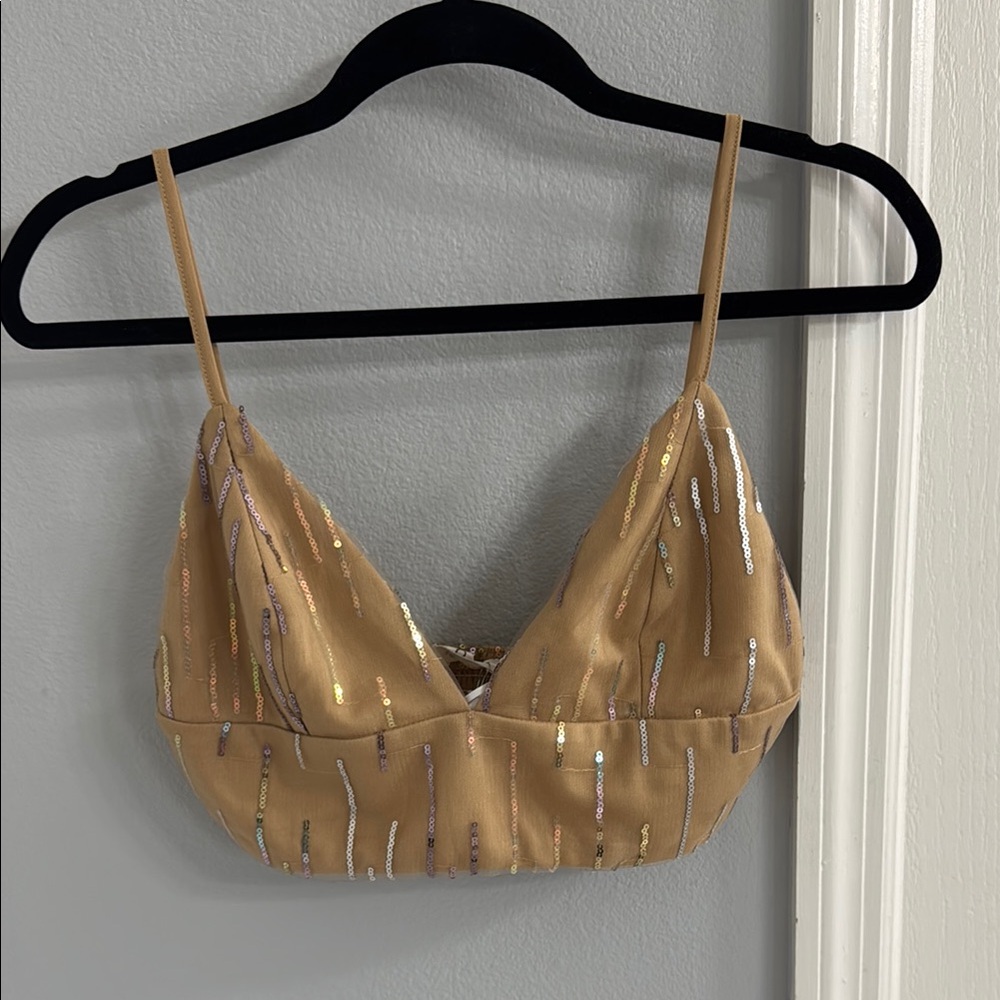 Storia Gold Sequin Crop Camisole